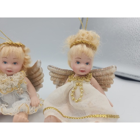 Vintage‎ Porcelain Doll Figure Angel Set Ornaments, 4 Ornaments - Picture 11 of 11